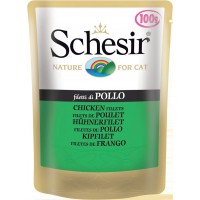 Schesir Chicken fillets Курица влажный корм консервы для кошек пауч 100 г (751034)